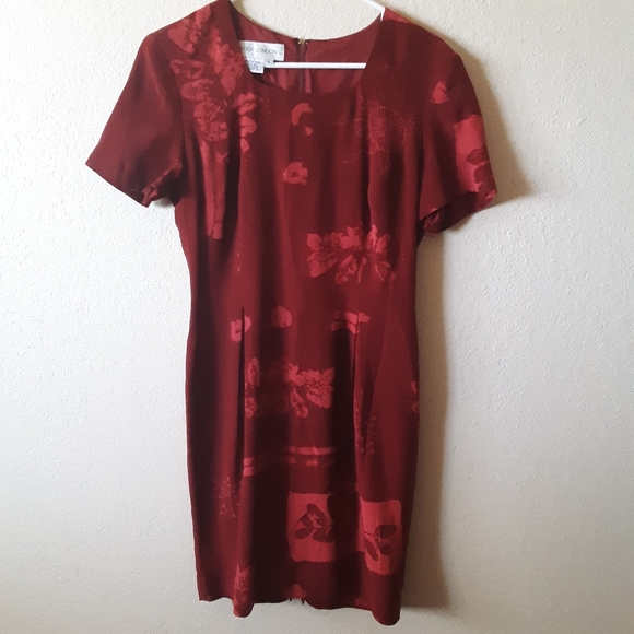 Maggy London 100% silk floral red dress - Picture 1 of 3